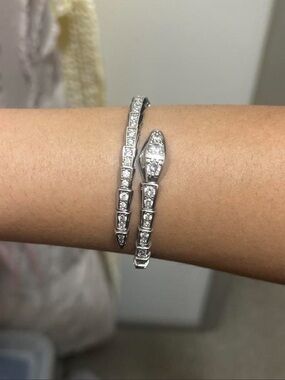 Sterling Silver Snake Wrap Bracelet with Clear Crystals